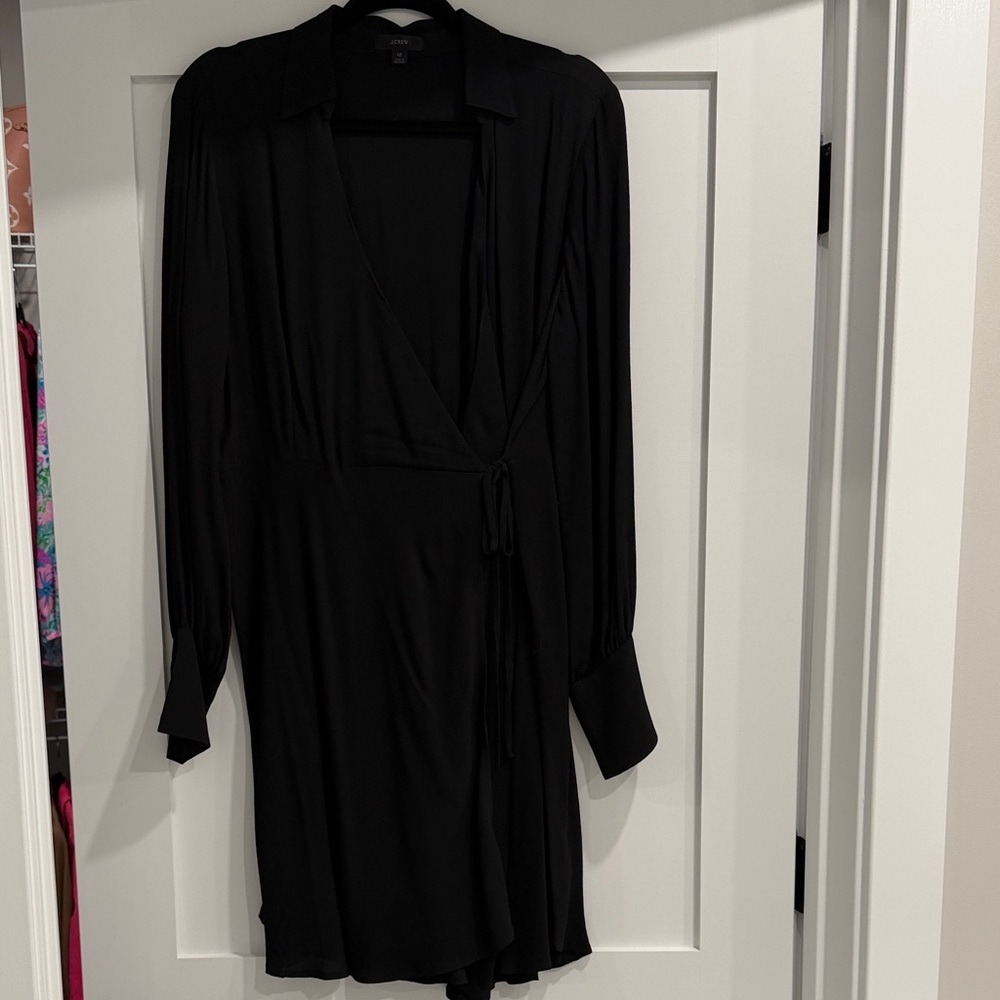 J. Crew Black Long Sleeve Wrap Top